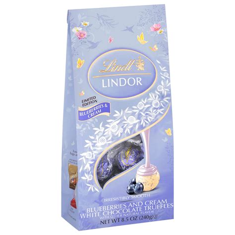 Lindt Lindor, Easter Blueberries & Cream White Chocolate Candy Truffles, 8.5 oz Bag, 1 Count ...