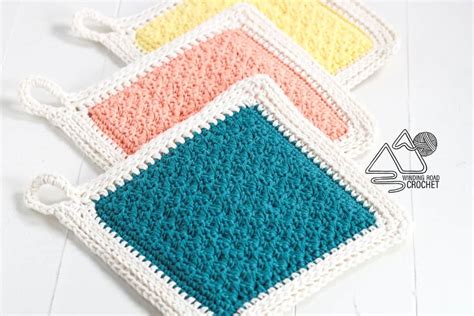 Textured Crochet Potholder Free Pattern and Video - Winding Road Crochet