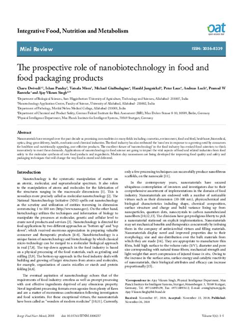 (PDF) The prospective role of nanobiotechnology in food and food ...