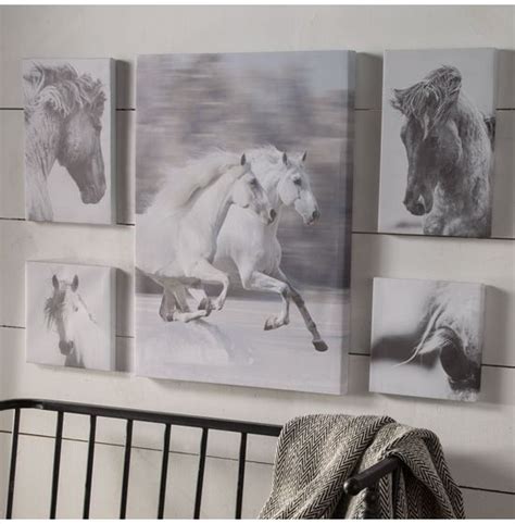 Black and White Horse Canvas Collage Set of 5