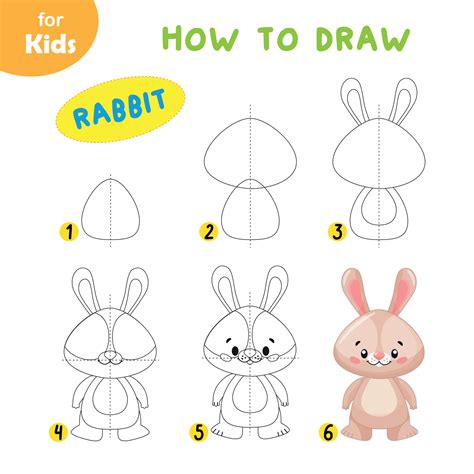 How To Draw A Cute Rabbit Step By Step. Drawing For Children, Learning ...