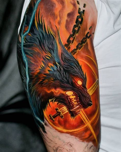 40+ Fenrir Tattoo Ideas & Trending Designs, Symbolism & Meaning | Chest tattoo men, Viking ...