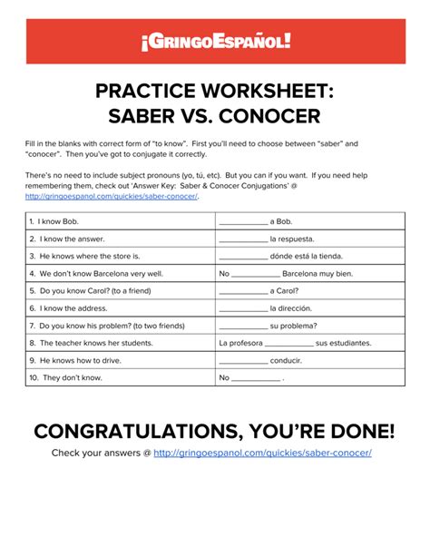 Saber Vs Conocer Worksheet – Imsyaf.com