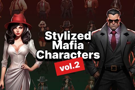 Mafia gangsters hand-painted stylized portraits characters casino slots ...