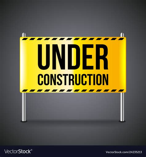 Under construction banner on dark background Vector Image