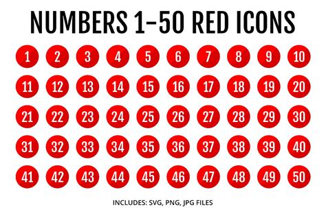 Red Number Icons - Sleek | Icons ~ Creative Market