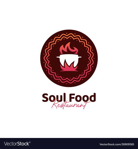 Unique soul food kitchen restaurant logo with hot Vector Image