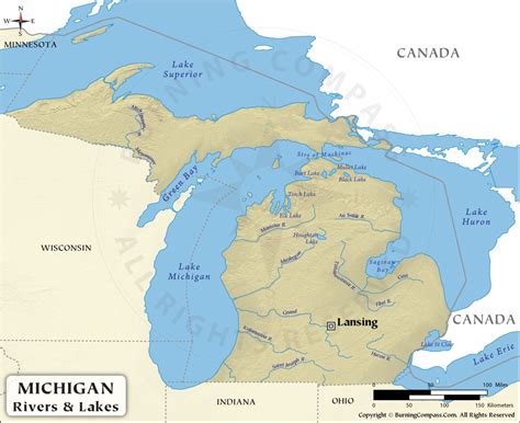 Michigan River Map, Michigan Rivers and Lakes