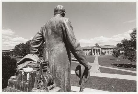 Statue of Ezra Cornell on the Arts Quad, from the rear, telegraph receiver visible: Images from ...