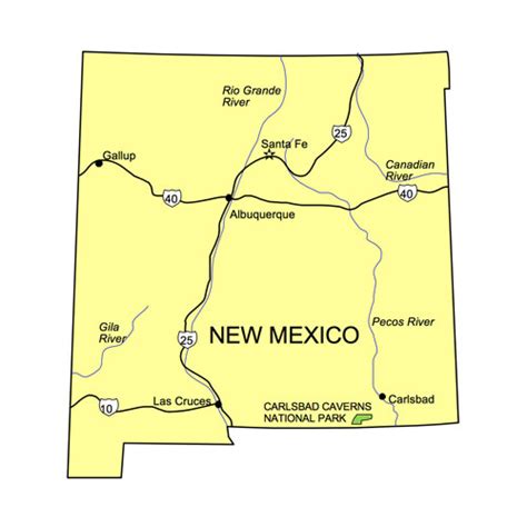 New Mexico State PowerPoint Map, Highways, Waterways, Capital and Major ...