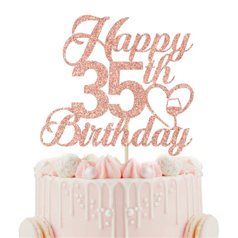 Buy Happy 35th Birthday Cake Topper - 35th Birthday Decorations for ...