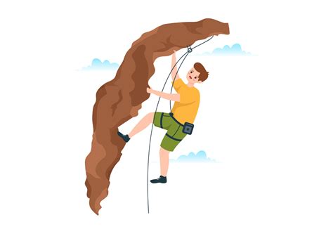 Cliff Climbing Illustration with Climber Climb Rock Wall or Mountain Cliffs and Extreme Activity ...