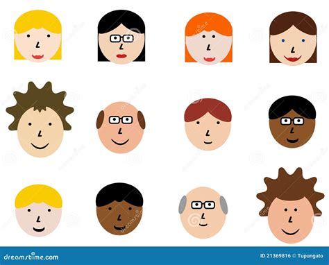 Cartoon faces stock vector. Illustration of design, group - 21369816