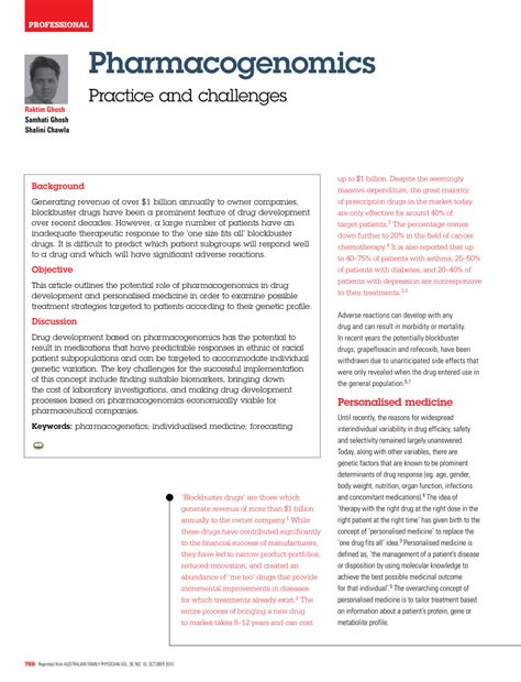 (PDF) Pharmacogenomics: Practice and challenges