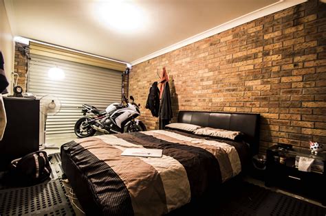 malelivingspace - internal design - Tony Stark, the early years - Motorcycle bedgroom garage ...