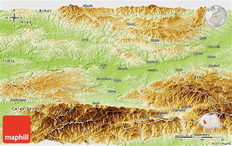 Physical Panoramic Map of Hunedoara