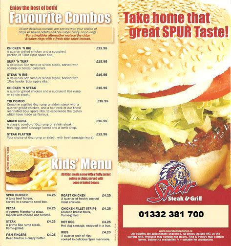 Spur Steak & Grill Burger restaurant on Westfield Derby, Derby - Everymenu