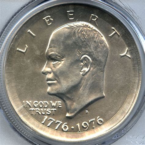 1976-S Silver Ike Dollar Bicentennial Flip-Over Triple Struck And Large Broadstruck PCGS AU 58 ...