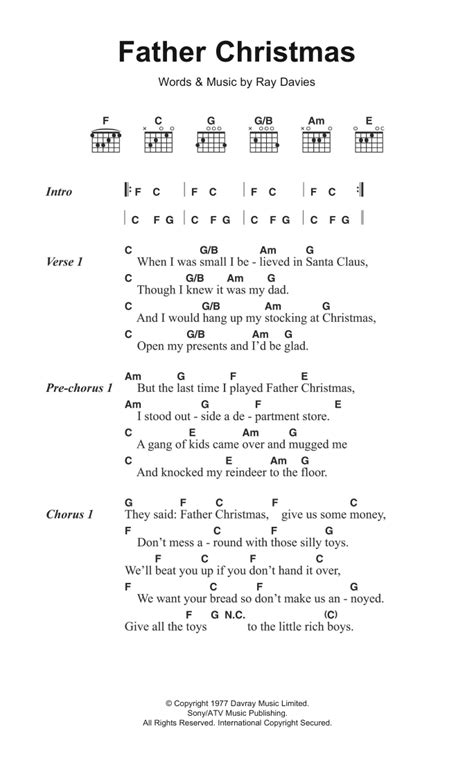 Father Christmas by The Kinks Sheet Music for Guitar Chords/Lyrics at Sheet Music Direct