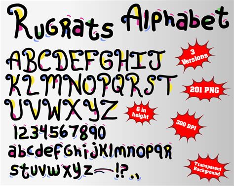 Rugrats Alphabet Numbers and Symbols 269 PNG 300 dpi | Etsy