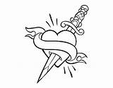 Heart And Poignard Tattoo Coloring Page  Nation sketch template