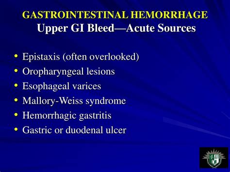 PPT - GASTROINTESTINAL HEMORRHAGE PowerPoint Presentation, free download - ID:714069