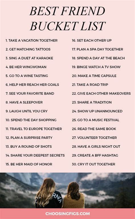 Best Friend Bucket List: 30 Things To Do With Your Best Friend | Bff bucket list, Best friend ...