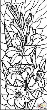 Stained Glass Lilies Coloring Online  Super Coloring sketch template