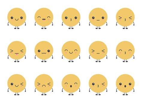 Cartoon emoji faces with different mood vector illustration collection 22348426 Vector Art at ...