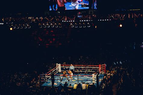 HD wallpaper: boxing ring, two men boxing on ring, match, crowd, lights ...