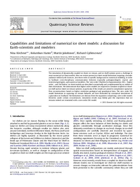 (PDF) Capabilities and limitations of numerical ice sheet models: a discussion for Earth ...