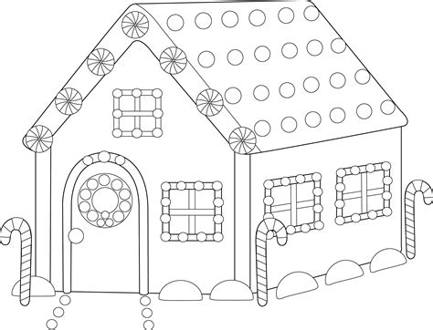 Gingerbread House Coloring Page - Free Clip Art