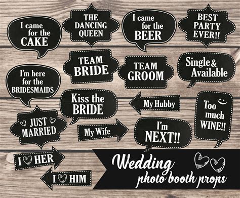 Wedding Printable Photo Booth Props Chalkboard Wedding Bubble | Etsy ...