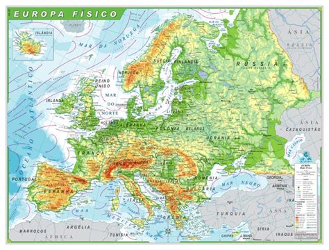 Mapa Europa Físico | LojaApoio