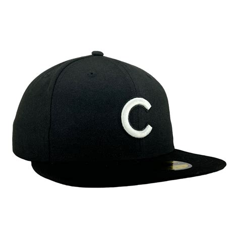 Chicago Cubs Black/White C New Era 59FIFTY Fitted Hat - Clark Street Sports