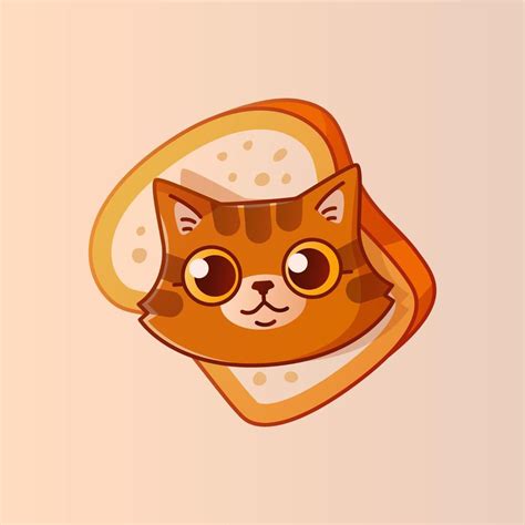 Cute face of cat in piece of bread. 17206480 Vector Art at Vecteezy