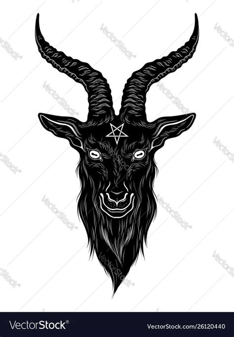 Baphomet demon goat head hand drawn print or blackwork flash tattoo art ...