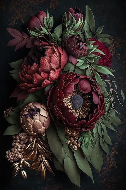 Premium Photo | Abstract wallpaper of beautiful dark red peonies on a ...