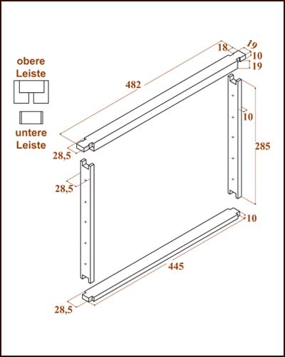 Dadant frames according to Ries modified straight sides, Height 285 mm, 1 strip without groove