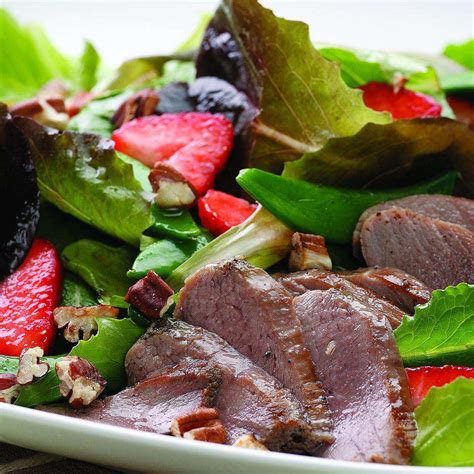 Duck & Strawberry Salad with Rhubarb Dressing Recipe | EatingWell