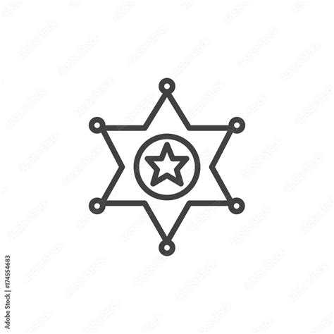 Sheriff's badge line icon, outline vector sign, linear style pictogram ...