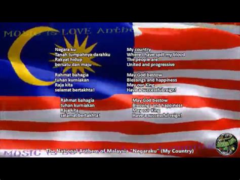 Malaysia National Anthem "Negaraku" with music, vocal and lyrics Malay ...