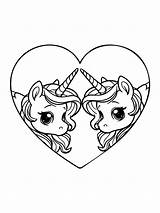 Unicorn Valentines Coloring Page sketch template