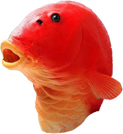 Goldfish Red Fish mask Novelty Halloween Costume Party Latex Animal ...