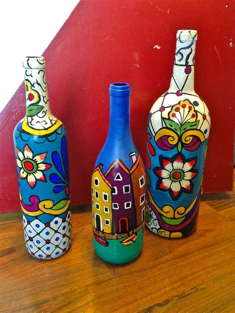 Hand-Painted Art Bottles