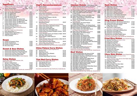 Menu at China Palace fast food, Banbridge