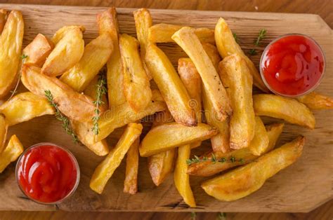 Homemade French Fries with Organic Ketchup Stock Image - Image of ...