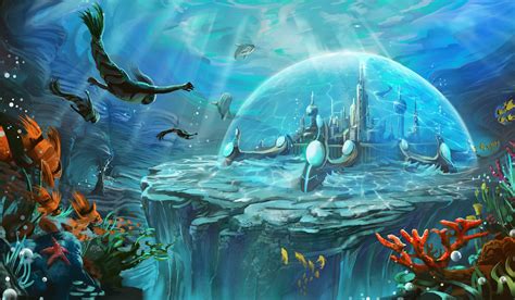 La cité d'Atlantis | Fantasy art landscapes, Fantasy landscape, Fantasy city