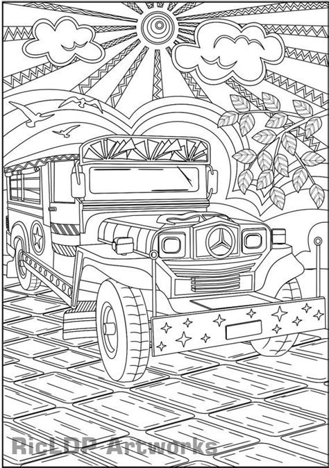 Printable Philippine Jeepney Coloring Page for by RicLDPArtworks ...