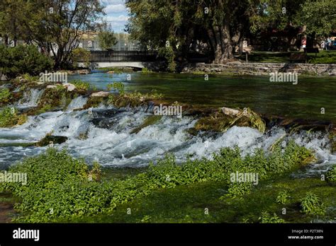 Roe River flowing from Giant Springs. Sept, 2016. Great Falls, Montana ...